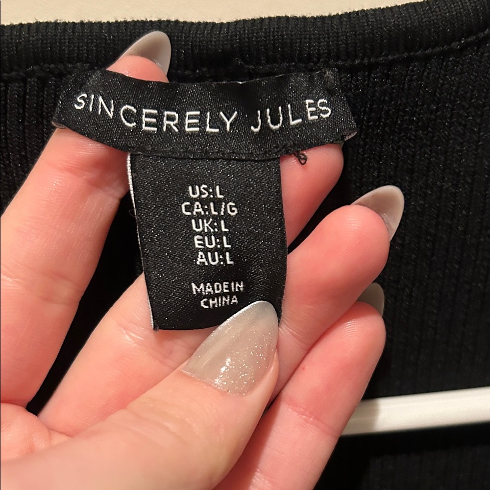 Sincerely Jules Black Ribbed Top - Picture 3 of 3
